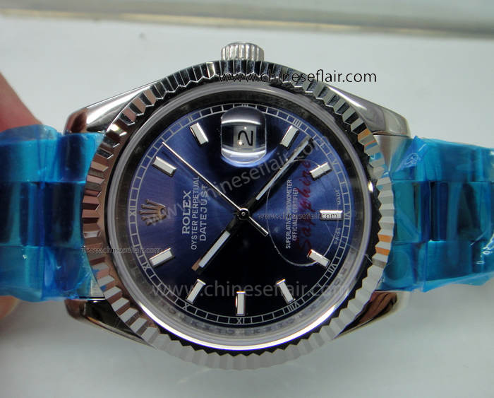 Replica Rolex Datejust SS Blue Face Mens Watch 36mm